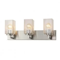 Fusion Vice 24 in. 3-Light Brushed Nickel Vanity Light Bar with Seeded Glass Shade by Justice Design