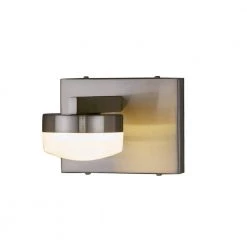 Fusion Puck 6 in. Brushed Nickel LED Wall Sconce with Opal Glass Shade by Justice Design
