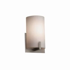 Fusion Century 1-Light Brushed Nickel Wall Sconce with Opal Shade by Justice Design