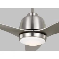 Avila 54 in. Integrated LED Indoor/Outdoor Brushed Steel Ceiling Fan with Light Kit, Remote Control and Reversible Motor by Monte Carlo -Justice Design Sales brushed steel monte carlo ceiling fans with lights 3avlr54bsd 4f 1000