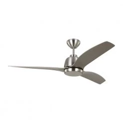 Avila 54 in. Integrated LED Indoor/Outdoor Brushed Steel Ceiling Fan with Light Kit, Remote Control and Reversible Motor by Monte Carlo -Justice Design Sales brushed steel monte carlo ceiling fans with lights 3avlr54bsd fa 1000