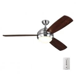 Discus Trio Max 58 in. Integrated LED Indoor/Outdoor Brushed Steel Ceiling Fan with Reversible Blades and Remote Control by Monte Carlo