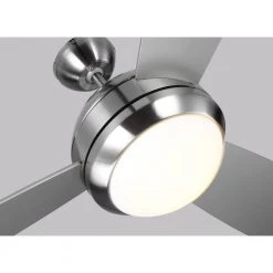 Discus Trio Max 58 in. Integrated LED Indoor/Outdoor Brushed Steel Ceiling Fan with Reversible Blades and Remote Control by Monte Carlo -Justice Design Sales brushed steel monte carlo ceiling fans with lights 3dir58bsd v1 77 1000