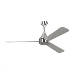 Streaming Smart 60 in. LED Indoor/Outdoor Brushed Steel Ceiling Fan with Remote Control and Reversible Motor by Monte Carlo -Justice Design Sales brushed steel monte carlo ceiling fans with lights 3stmsm60bsd 1f 1000