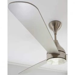 Streaming Smart 60 in. LED Indoor/Outdoor Brushed Steel Ceiling Fan with Remote Control and Reversible Motor by Monte Carlo -Justice Design Sales brushed steel monte carlo ceiling fans with lights 3stmsm60bsd 44 1000