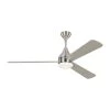 Streaming Smart 60 in. LED Indoor/Outdoor Brushed Steel Ceiling Fan with Remote Control and Reversible Motor by Monte Carlo -Justice Design Sales brushed steel monte carlo ceiling fans with lights 3stmsm60bsd 64 1000