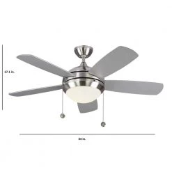 Discus Classic 44 in. Integrated LED Indoor Brushed Steel Ceiling Fan with 3000K Light Kit by Monte Carlo -Justice Design Sales brushed steel monte carlo ceiling fans with lights 5dic44bsd v1 4f 1000