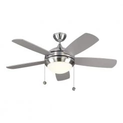 Discus Classic 44 in. Integrated LED Indoor Brushed Steel Ceiling Fan with 3000K Light Kit by Monte Carlo