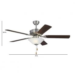 Haven DC LED 52 in. Indoor Brushed Steel Ceiling Fan with Light Kit by Monte Carlo -Justice Design Sales brushed steel monte carlo ceiling fans with lights 5hvdc52bsd 4f 1000
