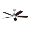 Lowden 52 in. LED Indoor/Outdoor Brushed Steel Ceiling Fan with Light Kit, Remote Control and Reversible Motor by Monte Carlo -Justice Design Sales brushed steel monte carlo ceiling fans with lights 5lwdr52bsd 64 1000