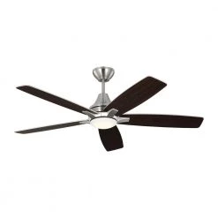 Lowden 52 in. LED Indoor/Outdoor Brushed Steel Ceiling Fan with Light Kit, Remote Control and Reversible Motor by Monte Carlo