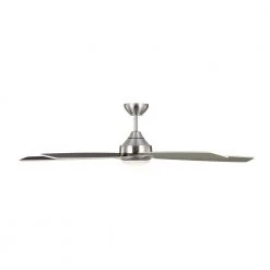 Lowden Smart 60 in. LED Indoor/Outdoor Brushed Steel Ceiling Fan with Light Kit, Remote Control and Reversible Motor by Monte Carlo -Justice Design Sales brushed steel monte carlo ceiling fans with lights 5lwdsm60bsd 1f 1000
