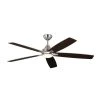 Lowden Smart 60 in. LED Indoor/Outdoor Brushed Steel Ceiling Fan with Light Kit, Remote Control and Reversible Motor by Monte Carlo -Justice Design Sales brushed steel monte carlo ceiling fans with lights 5lwdsm60bsd 64 1000