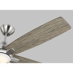 Lowden Smart 60 in. LED Indoor/Outdoor Brushed Steel Ceiling Fan with Light Kit, Remote Control and Reversible Motor by Monte Carlo -Justice Design Sales brushed steel monte carlo ceiling fans with lights 5lwdsm60bslgd 1f 1000