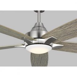 Lowden Smart 60 in. LED Indoor/Outdoor Brushed Steel Ceiling Fan with Light Kit, Remote Control and Reversible Motor by Monte Carlo -Justice Design Sales brushed steel monte carlo ceiling fans with lights 5lwdsm60bslgd 4f 1000