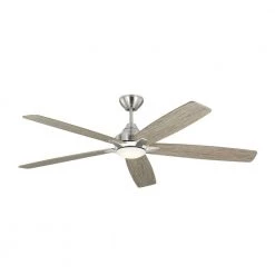 Lowden Smart 60 in. LED Indoor/Outdoor Brushed Steel Ceiling Fan with Light Kit, Remote Control and Reversible Motor by Monte Carlo