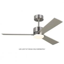 Rozzen 44 in. Indoor Brushed Steel Ceiling Fan with Silver Blades and Remote by Monte Carlo -Justice Design Sales brushed steel monte carlo ceiling fans without lights 3rozr44bs 4f 1000
