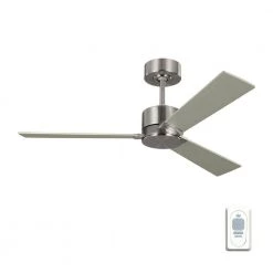 Rozzen 44 in. Indoor Brushed Steel Ceiling Fan with Silver Blades and Remote by Monte Carlo