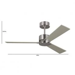 Rozzen 44 in. Indoor Brushed Steel Ceiling Fan with Silver Blades and Remote by Monte Carlo -Justice Design Sales brushed steel monte carlo ceiling fans without lights 3rozr44bs 76 1000