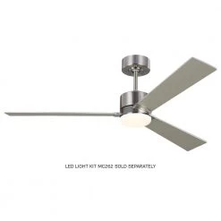 Rozzen 52 in. Indoor Brushed Steel Ceiling Fan with Silver Blades and Remote by Monte Carlo -Justice Design Sales brushed steel monte carlo ceiling fans without lights 3rozr52bs 4f 1000