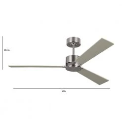 Rozzen 52 in. Indoor Brushed Steel Ceiling Fan with Silver Blades and Remote by Monte Carlo -Justice Design Sales brushed steel monte carlo ceiling fans without lights 3rozr52bs d4 1000