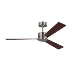 Rozzen 52 in. Indoor/Outdoor Brushed Steel Ceiling Fan with Handheld Remote Control and Reversible Motor by Monte Carlo -Justice Design Sales brushed steel monte carlo ceiling fans without lights 3rzr52bs 44 1000