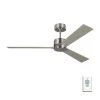 Rozzen 52 in. Indoor/Outdoor Brushed Steel Ceiling Fan with Handheld Remote Control and Reversible Motor by Monte Carlo 2 Rozzen 52 in. Indoor/Outdoor Brushed Steel Ceiling Fan with Handheld Remote Control and Reversible Motor by Monte Carlo -Justice Design Sales brushed steel monte carlo ceiling fans without lights 3rzr52bs 64 1000