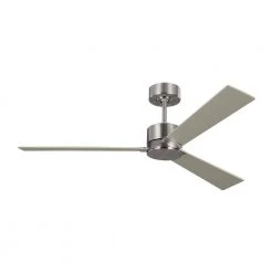 Rozzen 52 in. Indoor/Outdoor Brushed Steel Ceiling Fan with Handheld Remote Control and Reversible Motor by Monte Carlo -Justice Design Sales brushed steel monte carlo ceiling fans without lights 3rzr52bs 66 1000