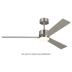 Rozzen 52 in. Indoor/Outdoor Brushed Steel Ceiling Fan with Handheld Remote Control and Reversible Motor by Monte Carlo -Justice Design Sales brushed steel monte carlo ceiling fans without lights 3rzr52bs c3 1000