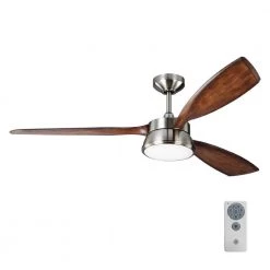 Destin 57 in. Integrated LED Indoor/Outdoor Brushed Steel Ceiling Fan with Koa Blades and Remote Control by Monte Carlo