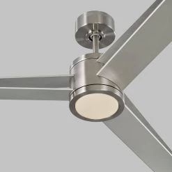 Armstrong 60 in. LED Indoor/Outdoor Brushed Steel Ceiling Fan with Silver Blades with Light Kit and Remote Control by Monte Carlo -Justice Design Sales brushed steel with silver blades monte carlo ceiling fans with lights 3amr60bsd 44 1000