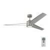 Armstrong 60 in. LED Indoor/Outdoor Brushed Steel Ceiling Fan with Silver Blades with Light Kit and Remote Control by Monte Carlo -Justice Design Sales brushed steel with silver blades monte carlo ceiling fans with lights 3amr60bsd 64 1000