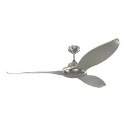 Stockton 60 in. Integrated LED Indoor/Outdoor Brushed Steel Ceiling Fan with Silver Blades and Remote Control by Monte Carlo -Justice Design Sales brushed steel with silver blades monte carlo ceiling fans with lights 3str60bsd 44 1000