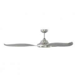 Stockton 60 in. Integrated LED Indoor/Outdoor Brushed Steel Ceiling Fan with Silver Blades and Remote Control by Monte Carlo -Justice Design Sales brushed steel with silver blades monte carlo ceiling fans with lights 3str60bsd 4f 1000
