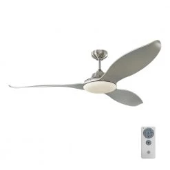 Stockton 60 in. Integrated LED Indoor/Outdoor Brushed Steel Ceiling Fan with Silver Blades and Remote Control by Monte Carlo