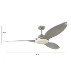 Stockton 60 in. Integrated LED Indoor/Outdoor Brushed Steel Ceiling Fan with Silver Blades and Remote Control by Monte Carlo -Justice Design Sales brushed steel with silver blades monte carlo ceiling fans with lights 3str60bsd 76 1000