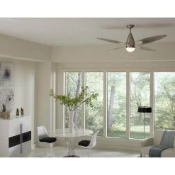 Butterfly 54 in. Integrated LED Indoor/Outdoor Brushed Steel Ceiling Fan Silver Blades and Remote Control by Monte Carlo 13 Butterfly 54 in. Integrated LED Indoor/Outdoor Brushed Steel Ceiling Fan Silver Blades and Remote Control by Monte Carlo -Justice Design Sales brushed steel with silver blades monte carlo ceiling fans with lights 4bfr54bsd v1 40 1000