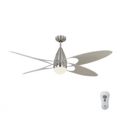 Butterfly 54 in. Integrated LED Indoor/Outdoor Brushed Steel Ceiling Fan Silver Blades and Remote Control by Monte Carlo