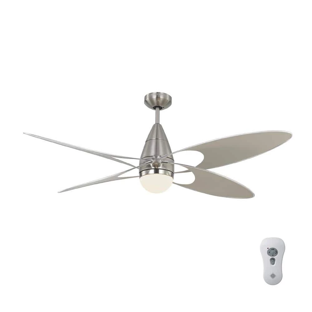 Butterfly 54 in. Integrated LED Indoor/Outdoor Brushed Steel Ceiling Fan Silver Blades and Remote Control by Monte Carlo 3 Butterfly 54 in. Integrated LED Indoor/Outdoor Brushed Steel Ceiling Fan Silver Blades and Remote Control by Monte Carlo