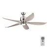 Lily 56 in. Integrated LED Indoor/Outdoor Brushed Steel Flush Mount Ceiling Fan with Silver Blades and Remote Control by Monte Carlo -Justice Design Sales brushed steel with silver blades monte carlo ceiling fans with lights 5llr56bsd v1 64 1000