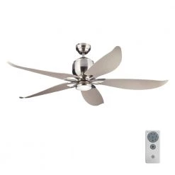 Lily 56 in. Integrated LED Indoor/Outdoor Brushed Steel Flush Mount Ceiling Fan with Silver Blades and Remote Control by Monte Carlo