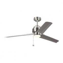 Arcade 54 in. Indoor Brushed Steel Ceiling Fan with Silver Blades and 3-Speed Pull Chain by Monte Carlo -Justice Design Sales brushed steel with silver blades monte carlo ceiling fans without lights 3ar54bs 40 1000