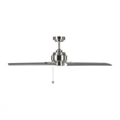 Arcade 54 in. Indoor Brushed Steel Ceiling Fan with Silver Blades and 3-Speed Pull Chain by Monte Carlo -Justice Design Sales brushed steel with silver blades monte carlo ceiling fans without lights 3ar54bs 4f 1000