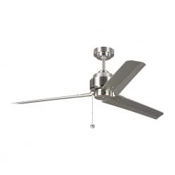Arcade 54 in. Indoor Brushed Steel Ceiling Fan with Silver Blades and 3-Speed Pull Chain by Monte Carlo