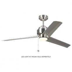 Arcade 54 in. Indoor Brushed Steel Ceiling Fan with Silver Blades and 3-Speed Pull Chain by Monte Carlo -Justice Design Sales brushed steel with silver blades monte carlo ceiling fans without lights 3ar54bs c3 1000