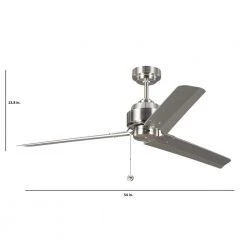 Arcade 54 in. Indoor Brushed Steel Ceiling Fan with Silver Blades and 3-Speed Pull Chain by Monte Carlo -Justice Design Sales brushed steel with silver blades monte carlo ceiling fans without lights 3ar54bs fa 1000
