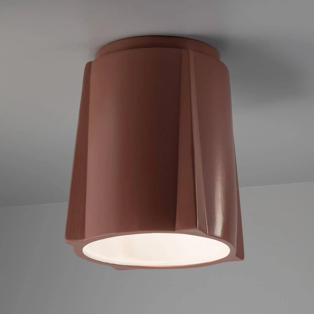 Radiance Collection 1-Light Clay, Red/Brown, Brown LED Outdoor Flush Mount Light by Justice Design 4 Radiance Collection 1-Light Clay, Red/Brown, Brown LED Outdoor Flush Mount Light by Justice Design - Image 2