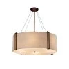 Textile Reveal 8-Light Dark Bronze Pendant with Cream Shade by Justice Design