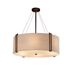 Textile Reveal 8-Light Dark Bronze Pendant with Cream Shade by Justice Design
