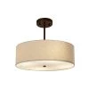 Textile Classic 3-Light Dark Bronze Drum Pendant with Cream Linen Fabric Shade by Justice Design -Justice Design Sales dark bronze justice design chandeliers fab 9591 crem dbrz 64 1000